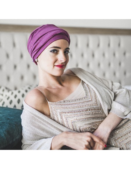 ELEGANCE MALVA GOLD - Turbante Bambú y Algodón - CAREBELL HEADWEAR