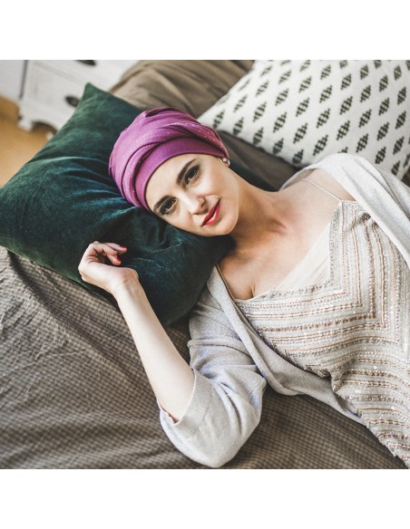 ELEGANCE MALVA GOLD - Turbante Bambú y Algodón - CAREBELL HEADWEAR