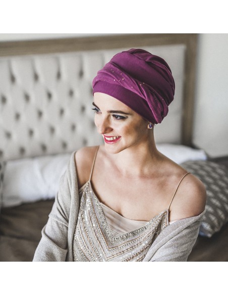 ELEGANCE MALVA GOLD - Turbante Bambú y Algodón - CAREBELL HEADWEAR