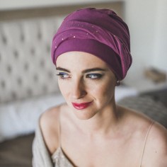 ELEGANCE MALVA GOLD - Turbante Bambú y Algodón - CAREBELL...