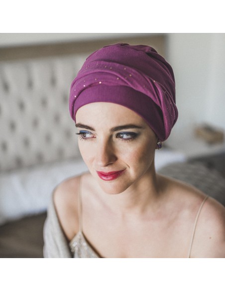 ELEGANCE MALVA GOLD - Turbante Bambú y Algodón - CAREBELL HEADWEAR