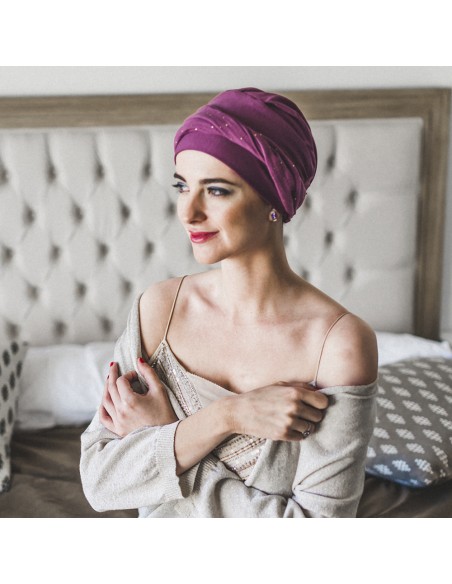 ELEGANCE MALVA GOLD - Turbante Bambú y Algodón - CAREBELL HEADWEAR