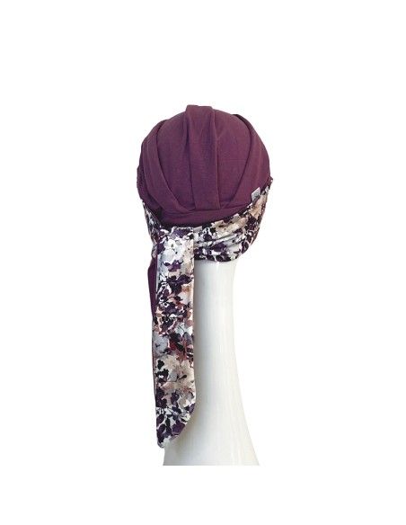 SMOOTH MALVA FLORES - Turbante de Bambú y Algodón - CAREBELL HEADWEAR