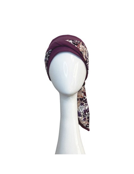 SMOOTH MALVA FLORES - Turbante de Bambú y Algodón - CAREBELL HEADWEAR