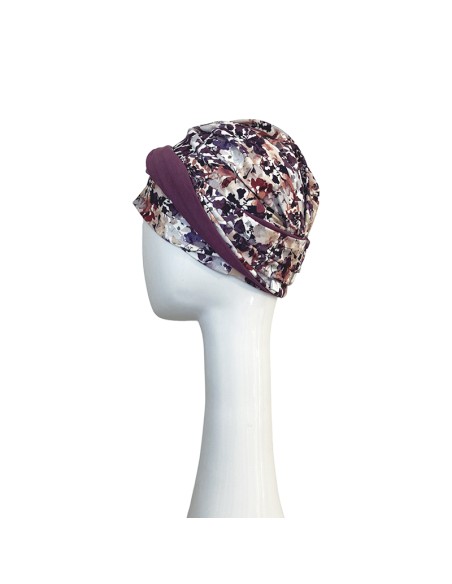 CONFORT MALVA FLORES - Turbante de Algodón - CAREBELL HEADWEAR