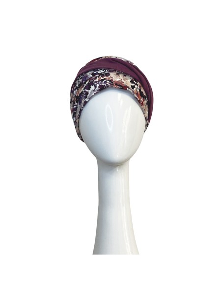 CONFORT MALVA FLORES - Turbante de Algodón - CAREBELL HEADWEAR