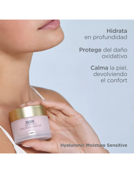 ISDIN -Crema facial hidratante con Ácido Hialurónico para piel sensible.