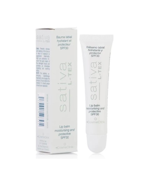 SATIVA L-TEX -Bálsamo Labial Protector SPF30 con Vitamina E y F – Prevención Tratamientos Agresivos.