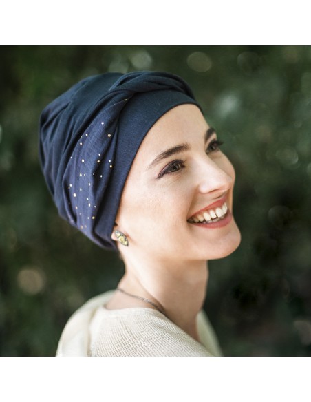 CONFORT NAVY GOLD - Turbante Bambú - CAREBELL HEADWEAR