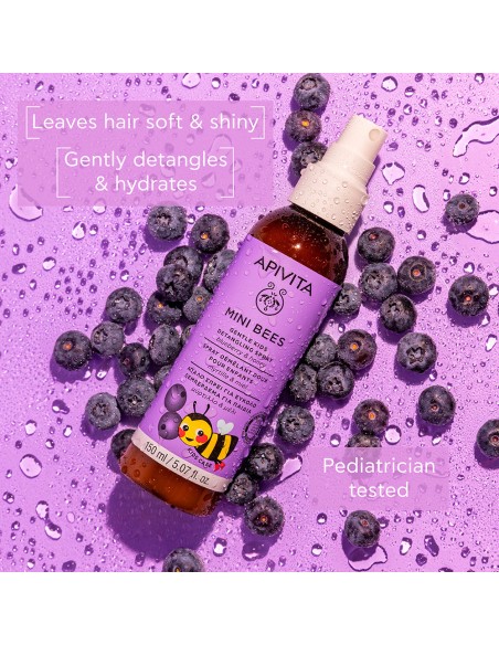 MINI BEES Spray Desenredante Suave para Niños con Arándanos y Miel – 98% Origen Natural.