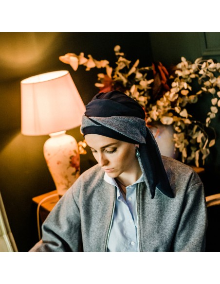 SMART GLITTER NAVY - Turbante de Algodón - Aderans Headwear.