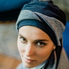 SMART GLITTER NAVY - Turbante de Algodón - Aderans Headwear.