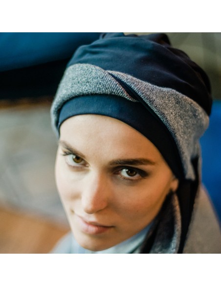 SMART GLITTER NAVY - Turbante de Algodón - Aderans Headwear.