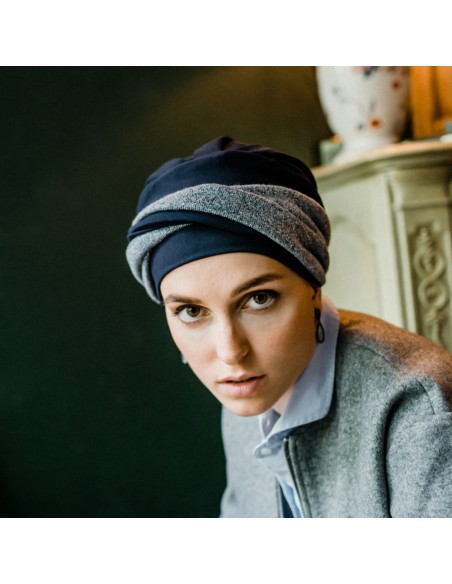 FANCY GLITTER NAVY - Turbante de Algodón - Aderans Headwear