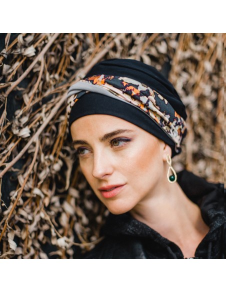 ELEGANCE NIGHT FLORA - Turbante de Algodón - CAREBELL HEADWEAR