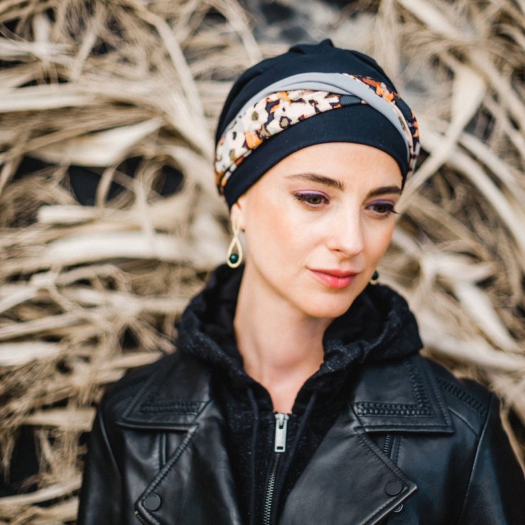 ELEGANCE NIGHT FLORA - Turbante de Algodón -...