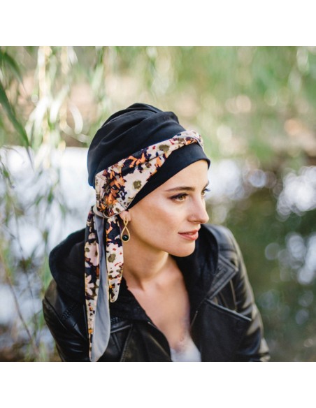 SMOOTH NIGHT FLORA – TURBANTE ALGODON -  CAREBELL HEADWEAR.