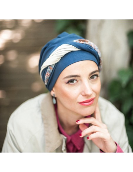 ELEGANCE BLUE NORDIC - Turbante Algodón - CAREBELL HEADWEAR