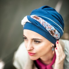 ELEGANCE BLUE NORDIC - Turbante Algodón - CAREBELL HEADWEAR 2
