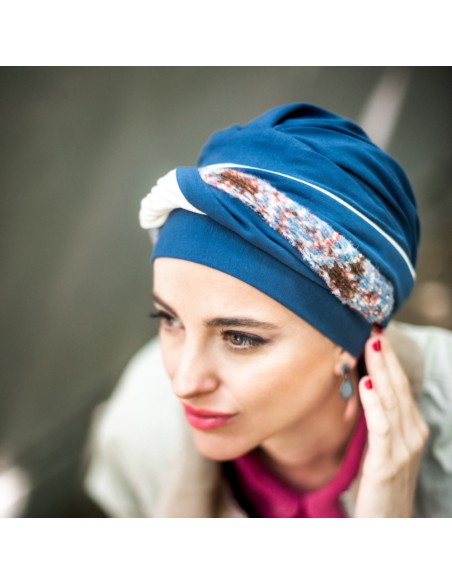 ELEGANCE BLUE NORDIC - Turbante Algodón - CAREBELL HEADWEAR