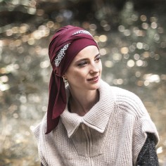 Turbante Oncológico Smooth Ikat Burdeos – Carebell Headwear