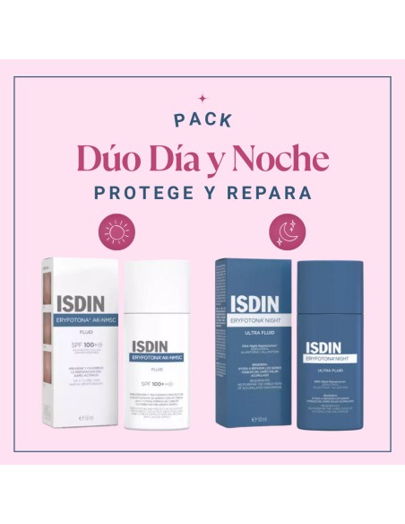 ISDIN Pack Eryfotona Día y Noche · Prevención y Reparación del Daño Actínico · Protección Solar + Regeneración