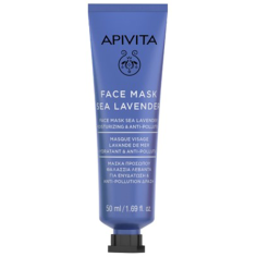 Mascarilla facial hidratante de Apivita con Lavanda de Mar para pieles sensibles.