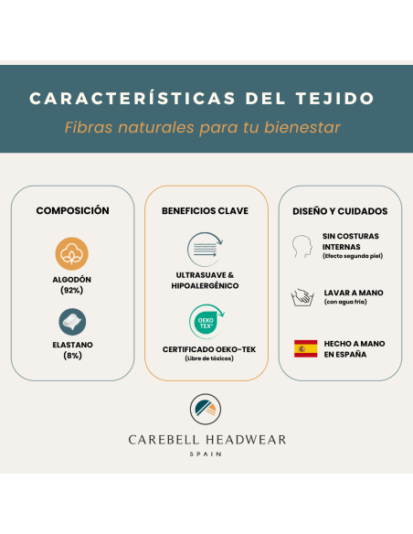 Gorro de Dormir Natalia en Algodón Carebell ·  Suavidad y Confort Oncológico