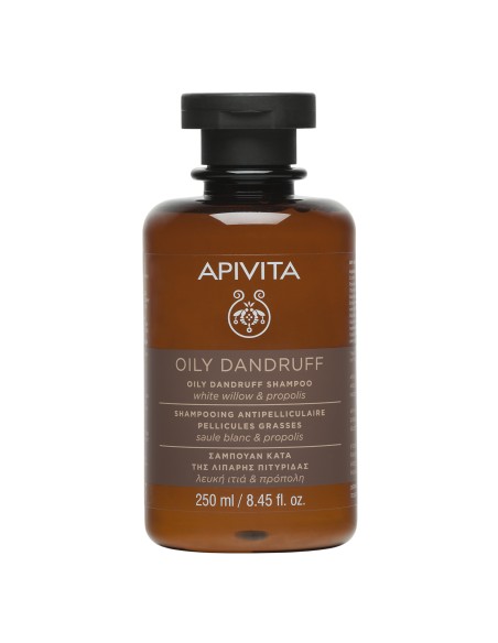 Champú anticaspa grasa de Apivita con ingredientes naturales en Oncoestética.