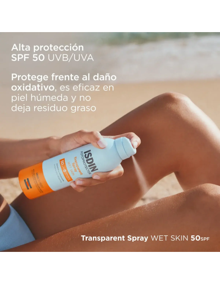 ISDIN Transparent Spray Wet Skin SPF 50 – Protector Solar Invisible Corporal