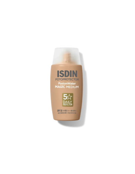 ISDIN Fusion Water MAGIC Medium SPF 50 – Protector Solar Facial con Color, Alta Protección y Acabado Sedoso