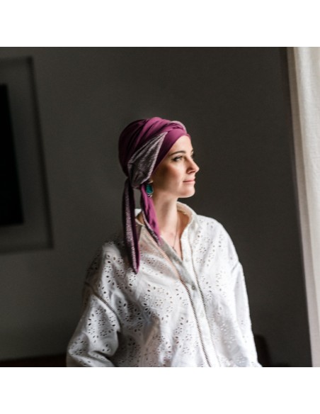 Turbante Oncológico Smooth Gala Malva – Carebell Headwear