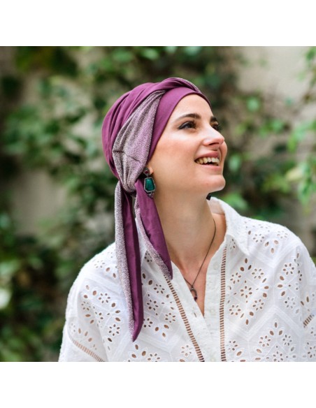 Turbante Oncológico Smooth Gala Malva – Carebell Headwear