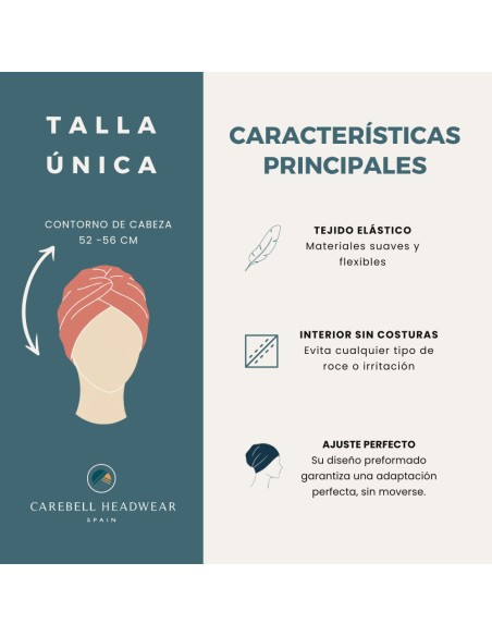 Turbante Oncológico Confort Gala Malva – Carebell Headwear