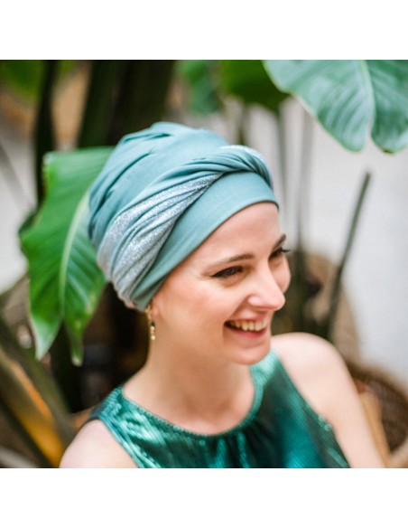 Turbante Oncológico Confort Gala Mint – Carebell Headwear