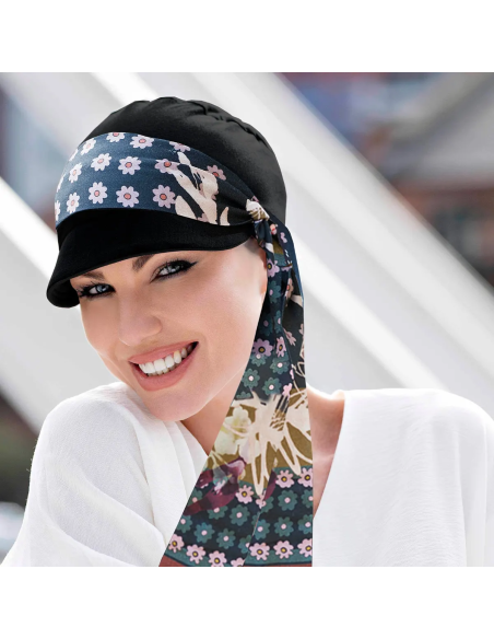 Katia Plus Black Blush Fiori UPF50+ - MASUMI HEADWEAR