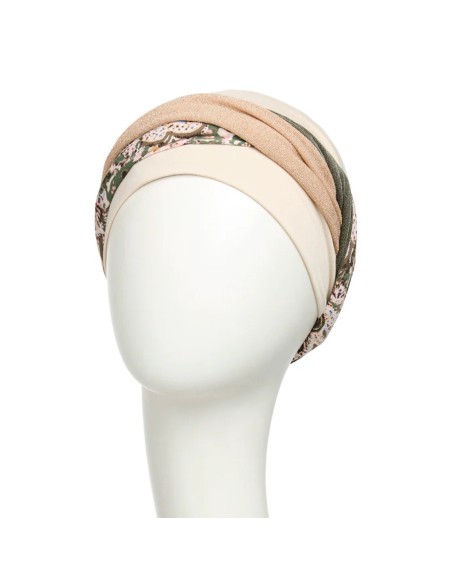 Turbante Oncológico · Shakti Wheat Beige Romance de Christine Headwear.