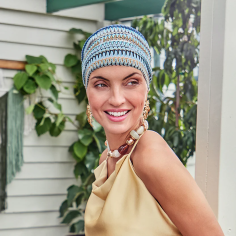 Turbante Oncologico · Ruby Skye Zig Zag Blues · Boho ·...