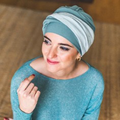 ELEGANCE AGUAMARINA GOLD - Turbante Bambú y Algodón -...