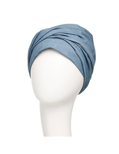 Turbante oncológico HocMary Denim Flair · Christine Headwear · Comodidad y estilo diario