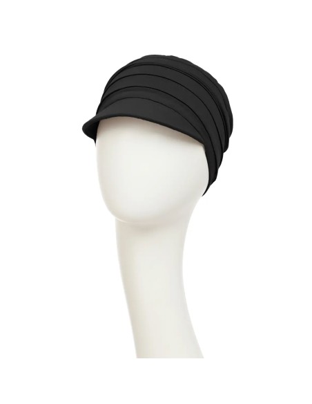 HocYoga Cap 1582-211, gorra oncologica de bambu color negro, vista frontal,  House of Christine