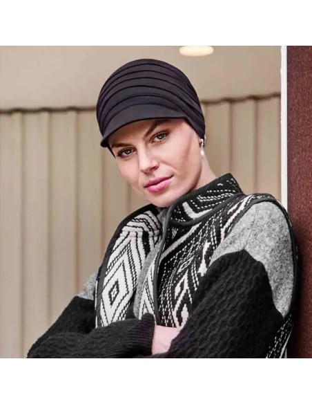 HocYoga Cap 1582-211, gorra para alopecia o quimioterapia negra de bambu, House of Christine