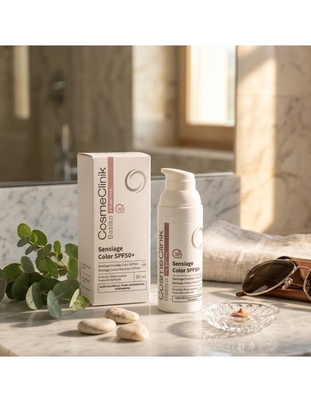 Basiko Sensiage Color - Hidratante de Día con Color, Calmante y SPF 50 para Piel Sensible