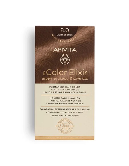 Coloracion permanente para el cabello Apivita My Color Elixir sin amoniaco, color rubio oscuro 8.0