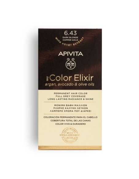 APIVITA MY COLOR ELIXIR 6.43 RUBIO OSCURO COBRIZO DORADO - Tinte permanente para el cabello