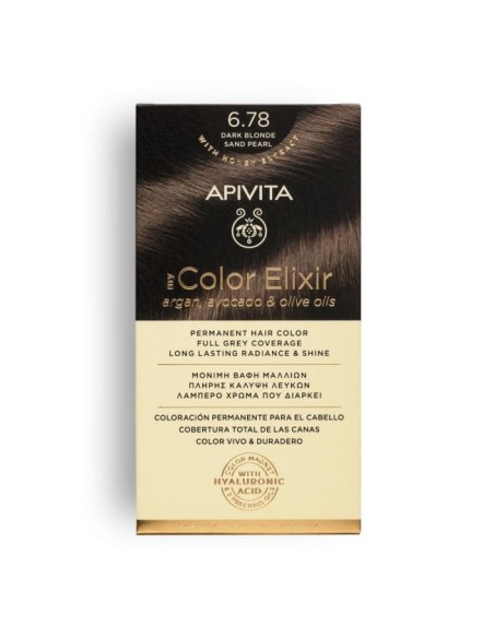 Coloracion permanente para el cabello y piel sensible Apivita my color Elixir, 6.78