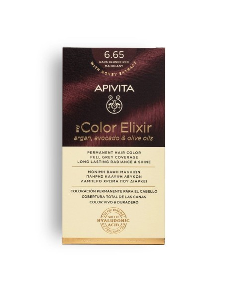 APIVITA My Color Elixir 6.65, tinte sin amoniaco, ppd, recomendado para pieles sensibles o post quimioterapia