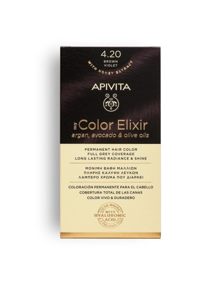 Apivita My color Elixir 4.20 - Tinte permanente natural, reduce alergias, alta cobertura y color vibrante
