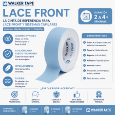 Rollo de cinta adhesiva hipoalergénica Walker Tape Lace Front 3/4 x 36 yardas 19 mm x 33 m para prótesis capilares y pelucas 2
