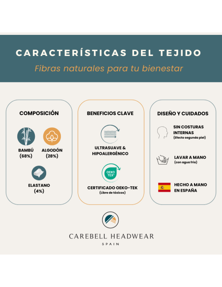Pañuelo Oncológico Smooth Ikat Brown · Tejido de Bambú · Carebell Headwear